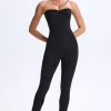 Oh Polly Women'S Clothing Sale - $65 And Under | Women'S Clothing Sale - $40 And Under^Twist-Front Split Hem Flared Jumpsuit in Black