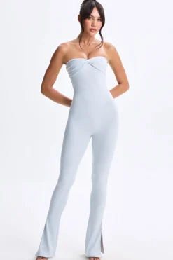 Oh Polly Women'S Clothing Sale - $65 And Under | Women'S Clothing Sale - $40 And Under^Twist-Front Split Hem Flared Jumpsuit in Dusty Blue DustyBlue