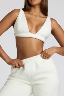Oh Polly Lounge & Intimates | Co-Ords^V Neck Fleece Bralette in White