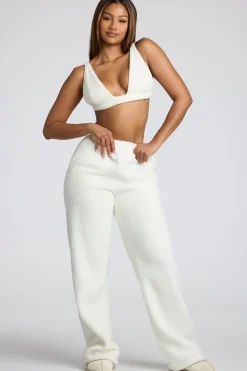 Oh Polly Lounge & Intimates | Co-Ords^V Neck Fleece Bralette in White