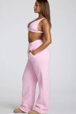 Oh Polly Tops | Lounge & Intimates^V Neck Fleece Bralette in Baby Pink BabyPink