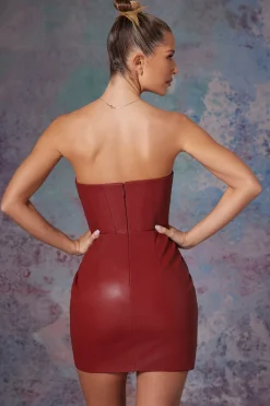 Oh Polly Women'S Clothing Sale - $65 And Under | Women'S Clothing Sale - $40 And Under^Vegan Leather Bandeau Corset Mini Dress in Brick