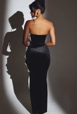 Oh Polly Party Dresses | Holiday Party Dresses & Outfits^Velvet Bow Detail Maxi Dress in Jet Black JetBlack