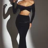 Oh Polly Skirts & Skorts | Co-Ords^Velvet Mid-Rise Maxi Skirt in Jet Black JetBlack