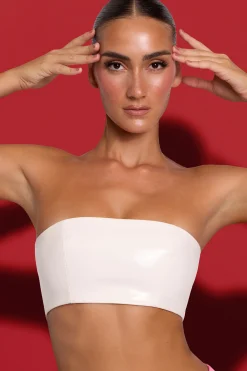 Oh Polly Tops^Vinyl Bandeau Bralette in White