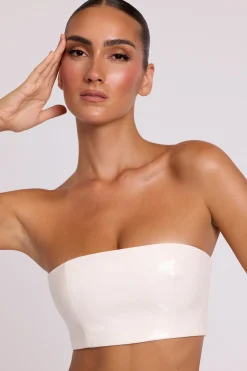 Oh Polly Tops^Vinyl Bandeau Bralette in White