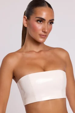 Oh Polly Tops^Vinyl Bandeau Bralette in White