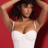 Oh Polly Tops^Vinyl Underwired Corset Crop Top in White
