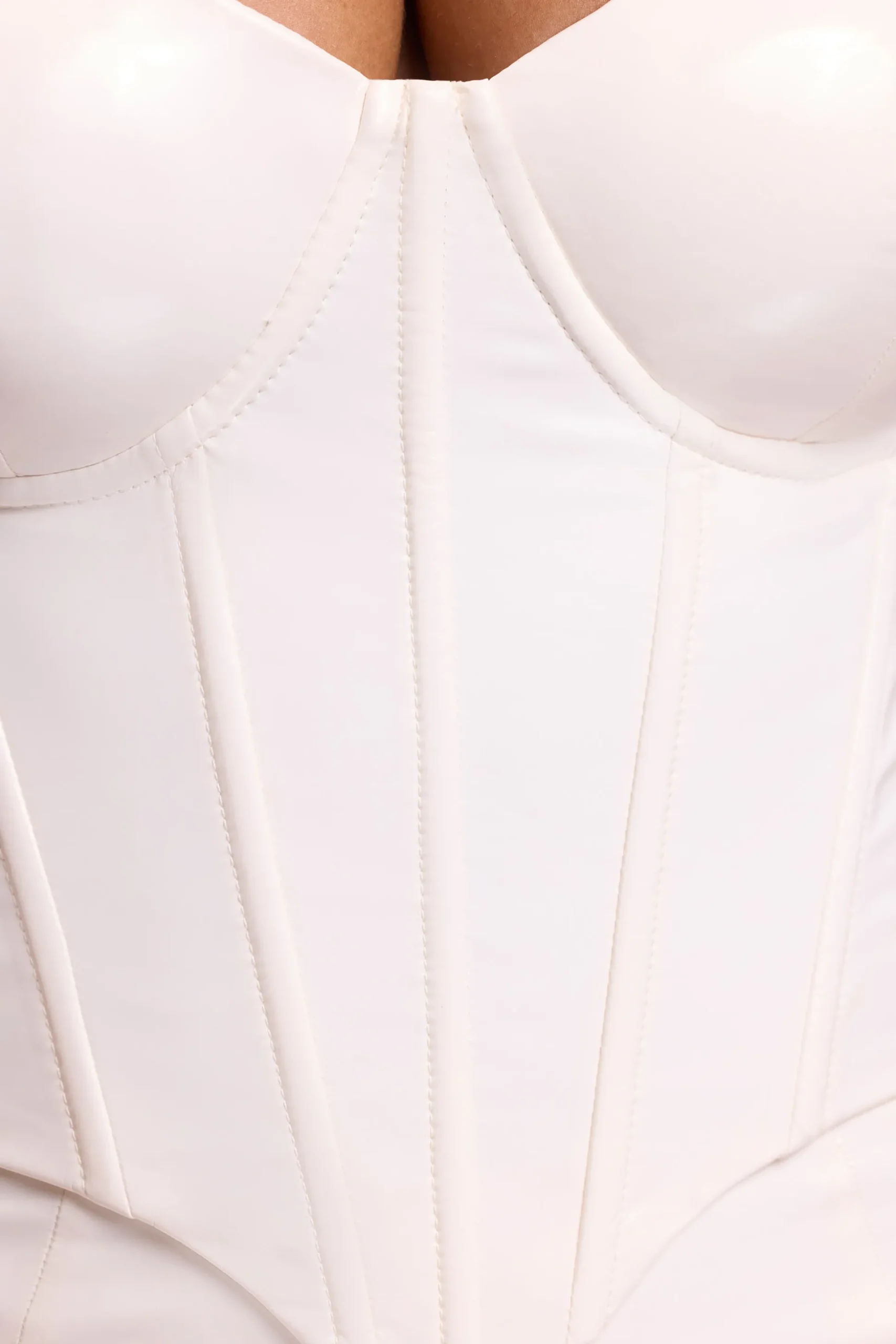 Oh Polly Tops^Vinyl Underwired Corset Crop Top in White
