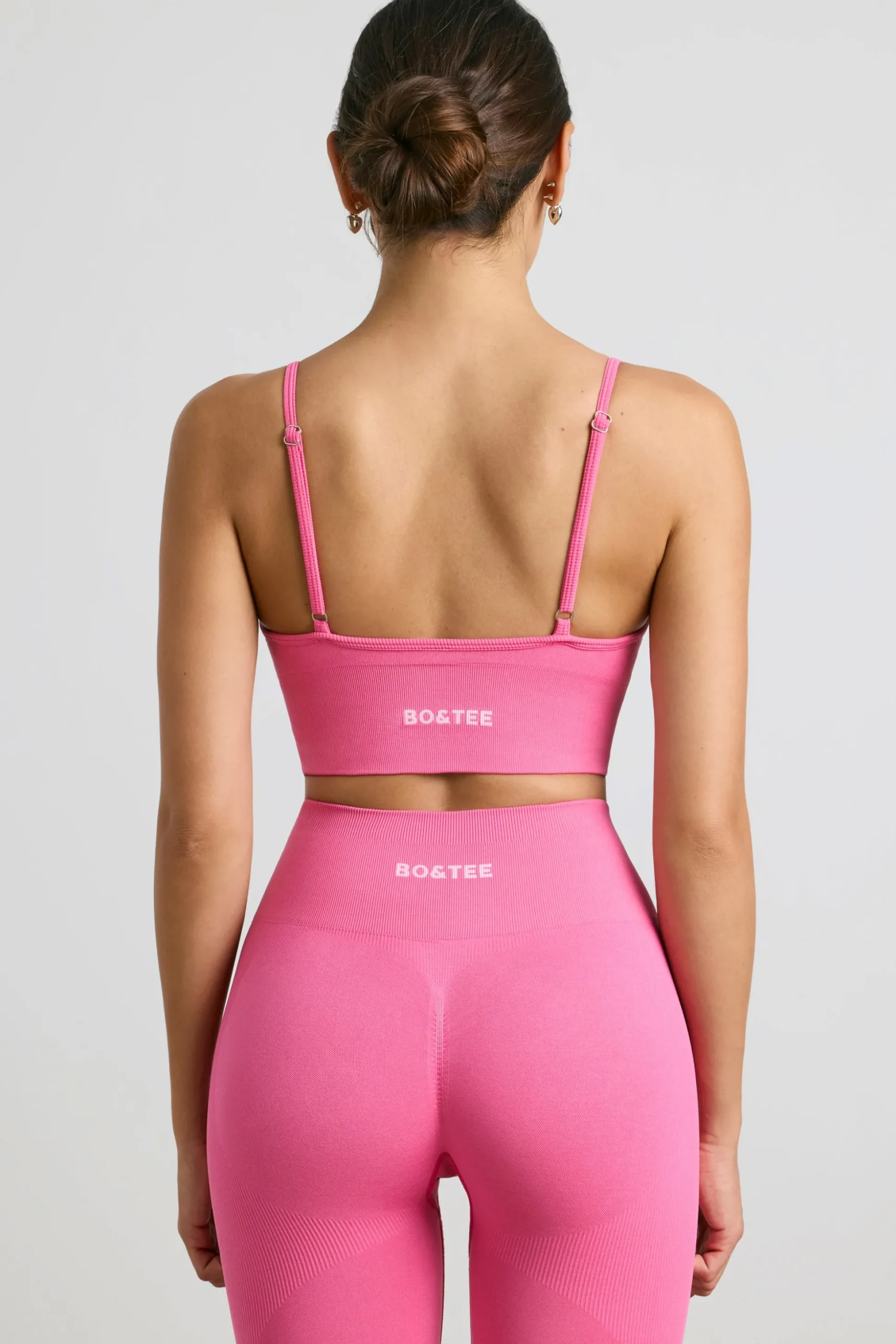 Oh Polly Matching Sets | Sports Bras^V-Neck Define Luxe Sports Bra in Hot Pink HotPink