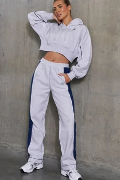 Oh Polly Tracksuits | Matching Sets^Waffle Lined Cropped Zip Up Hooded Jacket in Heather Grey HeatherGrey