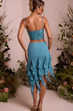 Oh Polly Women'S Clothing Sale - $65 And Under | Women'S Clothing Sale - $40 And Under^Waterfall Frill Midaxi Skirt in Teal