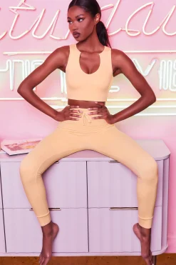 Oh Polly Women'S Clothing Sale - $65 And Under | Women'S Clothing Sale - $40 And Under^We Chillin' High Waisted Leggings in Peach