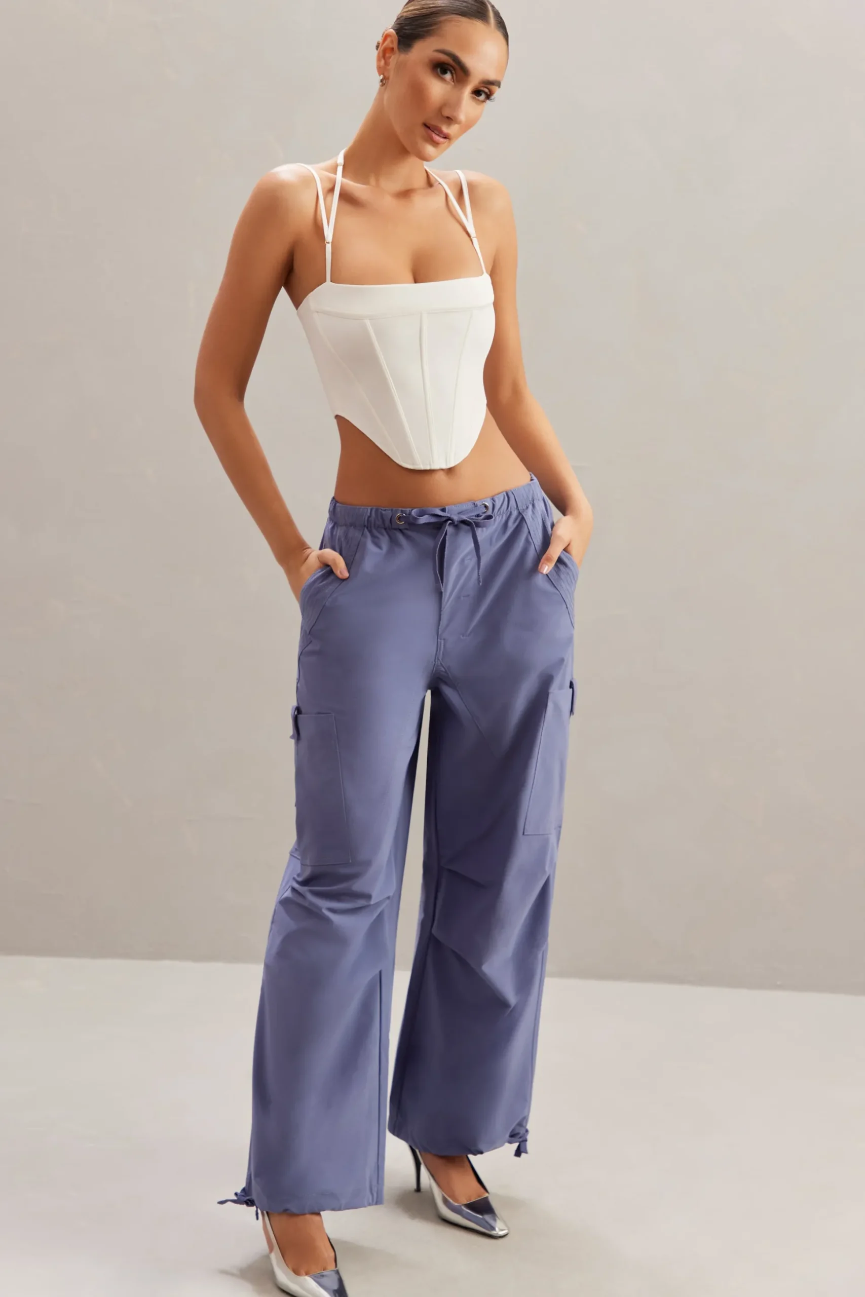 Oh Polly Women'S Clothing Sale - $65 And Under | Women'S Clothing Sale - $40 And Under^Wide Leg Cargo Trousers in Dusty Blue Navy