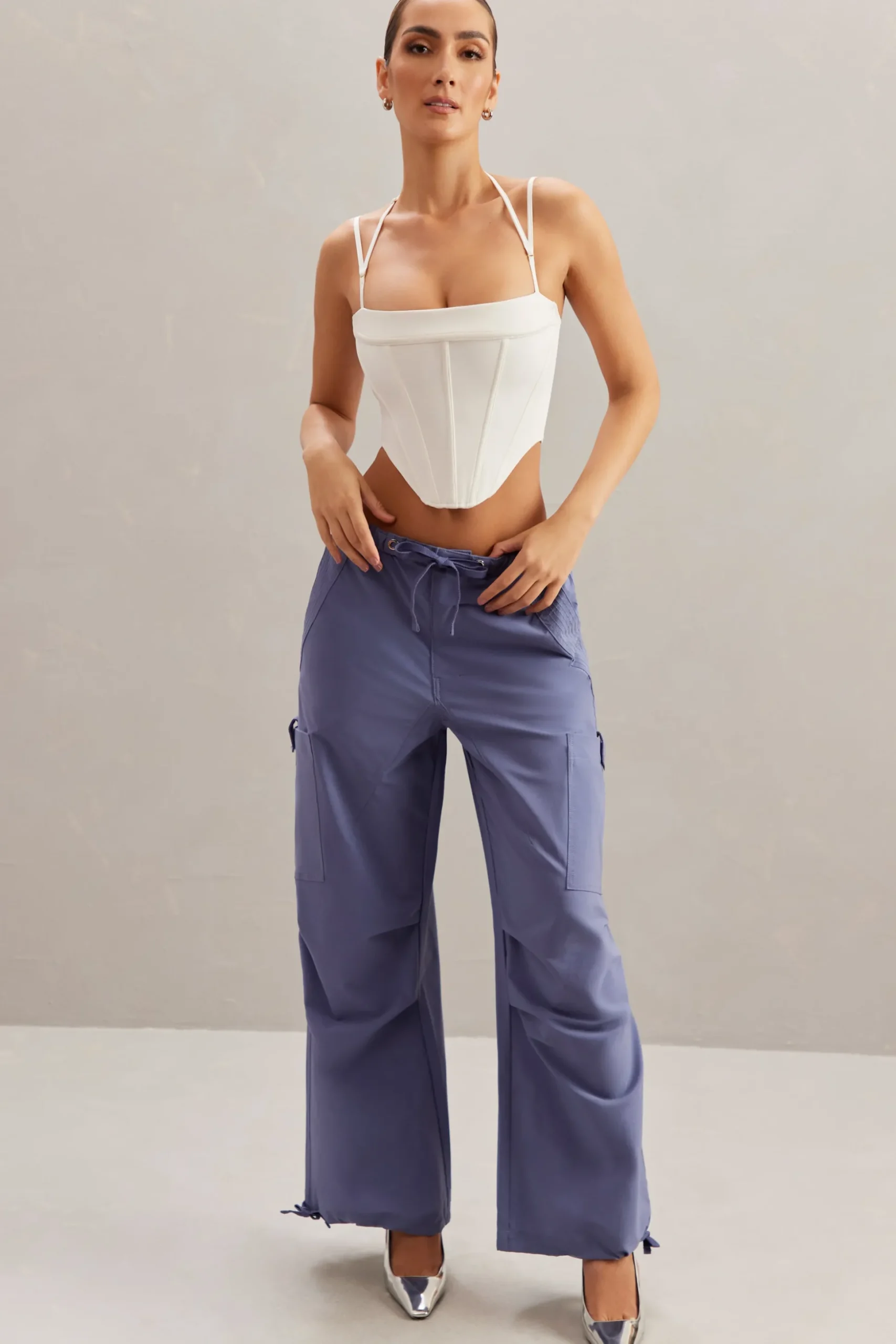 Oh Polly Women'S Clothing Sale - $65 And Under | Women'S Clothing Sale - $40 And Under^Wide Leg Cargo Trousers in Dusty Blue Navy