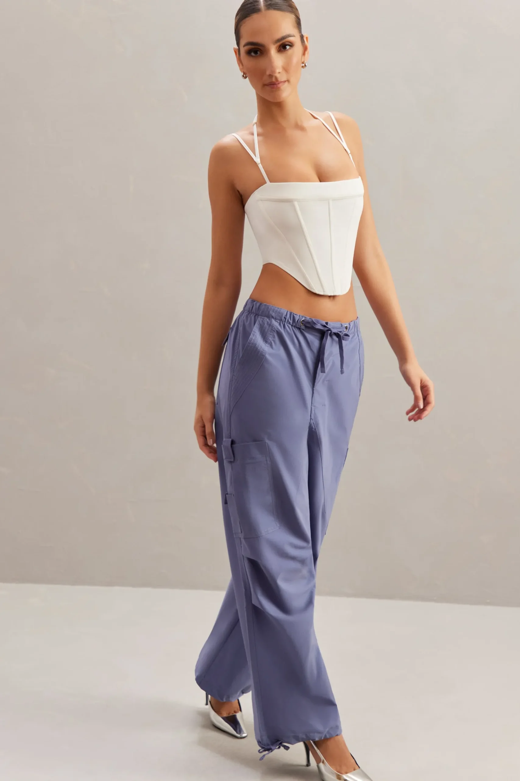 Oh Polly Women'S Clothing Sale - $65 And Under | Women'S Clothing Sale - $40 And Under^Wide Leg Cargo Trousers in Dusty Blue Navy