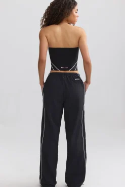 Oh Polly Tracksuits | Matching Sets^Wide-Leg Track Pants in Black