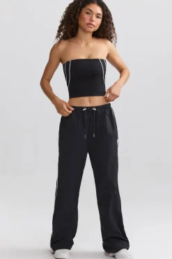 Oh Polly Tracksuits | Matching Sets^Wide-Leg Track Pants in Black