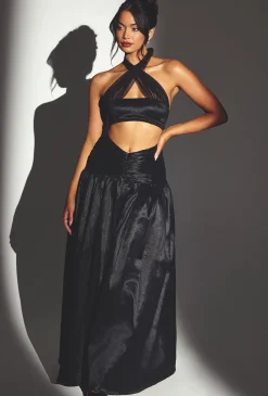 Oh Polly Women'S Clothing Sale - $65 And Under^Woven Twill Voluminous Maxi Skirt in Jet Black JetBlack