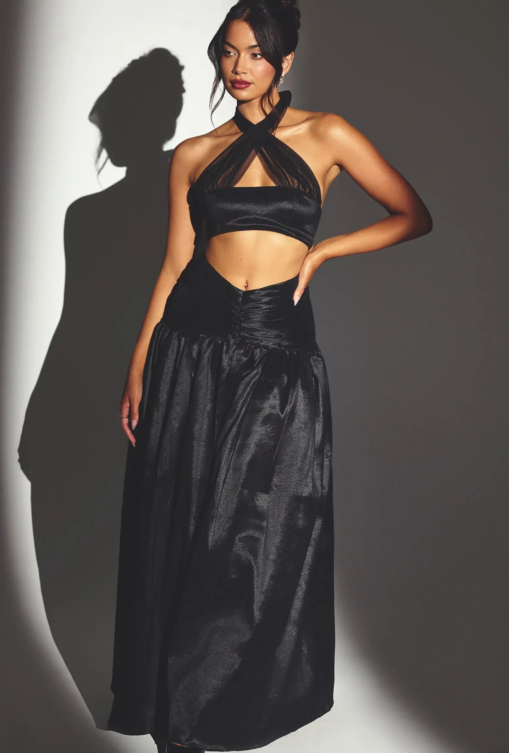 Oh Polly Women'S Clothing Sale - $65 And Under^Woven Twill Voluminous Maxi Skirt in Jet Black JetBlack
