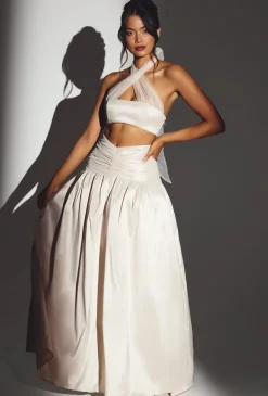 Oh Polly Women'S Clothing Sale - $65 And Under | Bride To Be^Woven Twill Voluminous Maxi Skirt in Ivory