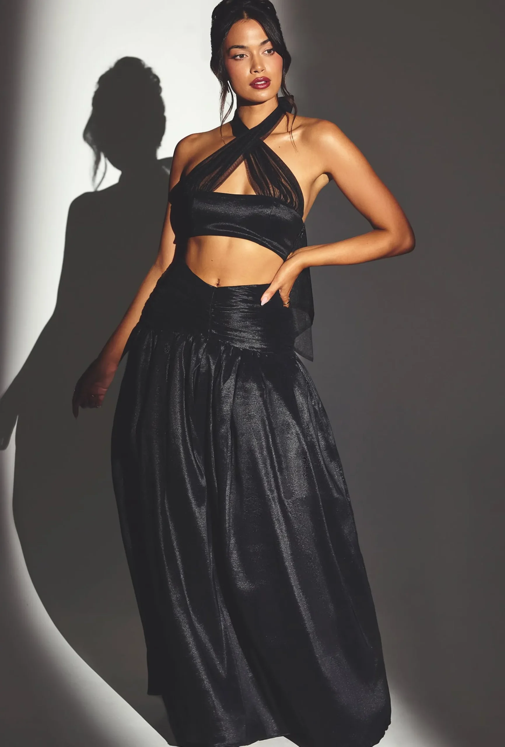 Oh Polly Women'S Clothing Sale - $65 And Under^Woven Twill Voluminous Maxi Skirt in Jet Black JetBlack