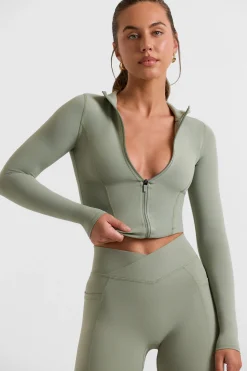 Oh Polly Matching Sets^Zip Up Jacket in Bamboo Green BambooGreen