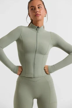Oh Polly Matching Sets^Zip Up Jacket in Bamboo Green BambooGreen