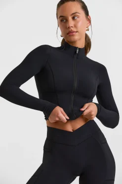 Oh Polly Matching Sets | Tops^Zip Up Jacket in Black