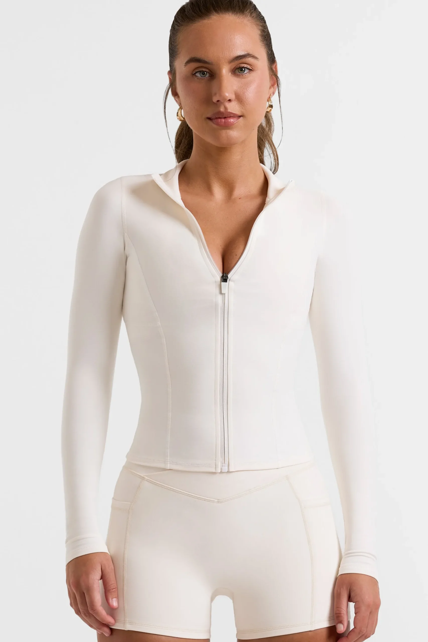 Oh Polly Tops^Zip Up Jacket in White