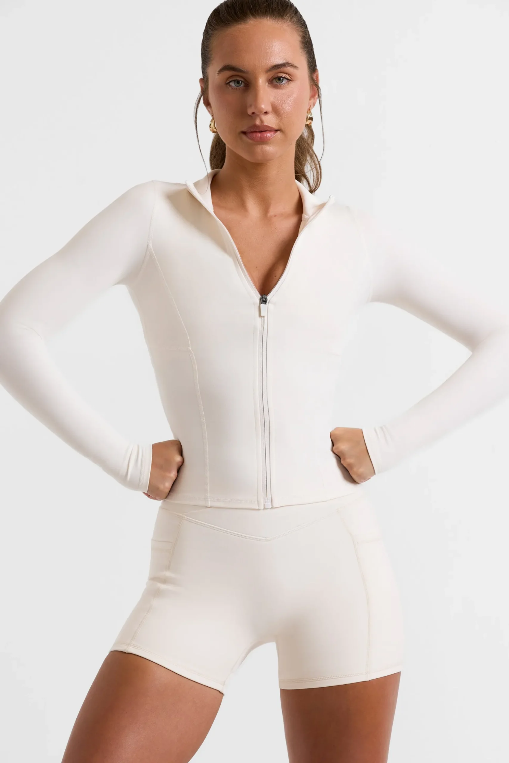Oh Polly Tops^Zip Up Jacket in White