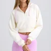 Oh Polly Tracksuits | Sweatshirts^Zip-Up Cropped Hoodie in Eggshell