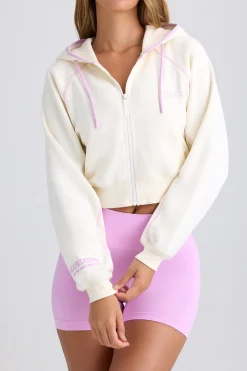 Oh Polly Tracksuits | Sweatshirts^Zip-Up Cropped Hoodie in Eggshell