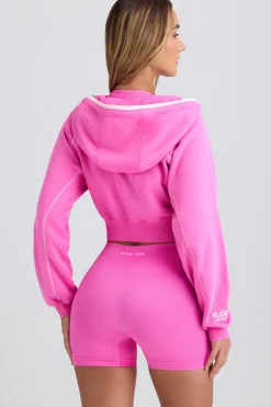 Oh Polly Tracksuits | Sweatshirts^Zip-Up Cropped Hoodie in Sugar Pink SugarPink