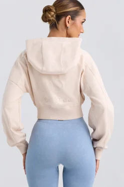 Oh Polly Tracksuits | Sweatshirts^Zip-Up Cropped Hoodie in Washed Cream WashedCream
