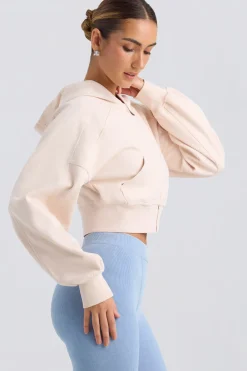 Oh Polly Tracksuits | Sweatshirts^Zip-Up Cropped Hoodie in Washed Cream WashedCream