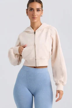 Oh Polly Tracksuits | Sweatshirts^Zip-Up Cropped Hoodie in Washed Cream WashedCream